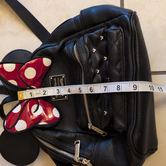 Loungefly Disney Minnie Mouse Backpack Black Red Bow Mickey Studs And Ears - Picture 15 of 16